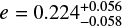 Mathematical equation: $e = 0.224_{ - 0.058}^{ + 0.056}$