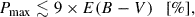 Mathematical equation: $$ \begin{aligned} P_{\max } \lesssim 9 \times E(B-V) \quad [\%] , \end{aligned} $$
