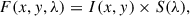 Mathematical equation: $$ \begin{aligned} F(x, { y}, \lambda ) = I(x, { y}) \times S(\lambda ), \end{aligned} $$