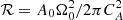 Mathematical equation: $ {\cal R}=A_0\Omega_0^2/2\pi C_A^2 $
