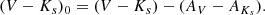 Mathematical equation: $$ \begin{aligned} (V - K_s)_0&= (V - K_s) - (A_V - A_{K_s}). \end{aligned} $$