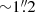 Mathematical equation: $ {\sim}1{{\overset{\prime\prime}{.}}}2 $