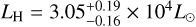 Mathematical equation: ${L_H} = 3.05_{ - 0.16}^{ + 0.19} \times {10^4}{L_ \odot }$