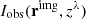 Mathematical equation: $ I_{\mathrm{obs}} (\mathbf{r}^{\mathrm{img}}, z^\lambda ) $