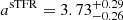 Mathematical equation: $ a^{\mathrm{sTFR}} = 3.73^{+0.29}_{-0.26} $