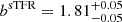 Mathematical equation: $ b^{\mathrm{sTFR}} = 1.81^{+0.05}_{-0.05} $