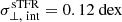 Mathematical equation: $ \sigma^{\mathrm{sTFR}}_{\perp,\ \mathrm{int}} = 0.12\ \mathrm{dex} $