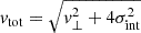 Mathematical equation: $ v_{\mathrm{tot}} = \sqrt{v_{\perp}^2 + 4\sigma_{\mathrm{int}}^2} $