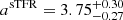 Mathematical equation: $ a^{\mathrm{sTFR}} = 3.75^{+0.30}_{-0.27} $
