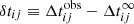 Mathematical equation: $ \delta t_{ij}\equiv \Delta t_{ij}^{\mathrm{obs}}-\Delta t_{ij}^{\infty} $