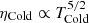 Mathematical equation: $ \eta_\mathrm{{Cold}} \propto T_\mathrm{{Cold}}^{5/2} $