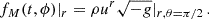 Mathematical equation: $$ \begin{aligned} f_{M}(t,\phi )|_{r} = \rho u^{r}\sqrt{-g}|_{r,\theta =\pi /2}\, . \end{aligned} $$