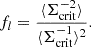 Mathematical equation: $$ \begin{aligned} f_l = \frac{\langle \Sigma _{\mathrm{crit}}^{-2} \rangle }{\langle \Sigma _{\mathrm{crit}}^{-1} \rangle ^2}. \end{aligned} $$