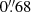 Mathematical equation: $ 0{{\overset{\prime\prime}{.}}}68 $