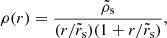 Mathematical equation: $$ \begin{aligned} \rho (r) = \frac{\tilde{\rho }_{\rm s}}{(r/\tilde{r}_{\rm s})(1 + r/\tilde{r}_{\rm s})}, \end{aligned} $$