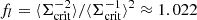 Mathematical equation: $ f_l = \langle\Sigma_{\mathrm{crit}}^{-2}\rangle/\langle \Sigma_{\mathrm{crit}}^{-1}\rangle^2 \approx 1.022 $