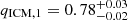 Mathematical equation: $ q_{\mathrm{ICM,1}} = 0.78_{-0.02}^{+0.03} $