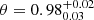 Mathematical equation: $ \theta = 0.98_{0.03}^{+0.02} $