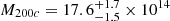 Mathematical equation: $ M_{200c} = 17.6_{-1.5}^{+1.7} \times 10^{14} $