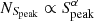 Mathematical equation: $ N_{S_{\mathrm{peak}}} \propto S_{\mathrm{peak}}^{\alpha} $