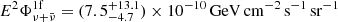 Mathematical equation: $ E^2 \Phi^\mathrm{{1f}}_{\nu + \bar\nu} = (7.5^{+13.1}_{-4.7}) \times 10^{-10}\,\mathrm{{GeV\,cm^{-2}\,s^{-1}\,sr^{-1}}} $