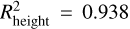 Mathematical equation: $R_{{\rm{height}}}^2 = 0.938$