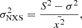 Mathematical equation: $$ \begin{aligned} \sigma _\mathrm{NXS} ^2 = \frac{S^2 - \sigma ^2}{\bar{x^2}}, \end{aligned} $$