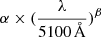 Mathematical equation: $ \alpha\times(\frac{\lambda}{5100\,\AA})^{\beta} $