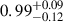 Mathematical equation: $ {0.99}_{-0.12}^{+0.09} $