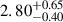 Mathematical equation: $ {2.80}_{-0.40}^{+0.65} $