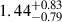 Mathematical equation: $ {1.44}_{-0.79}^{+0.83} $