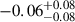 Mathematical equation: $ {-0.06}_{-0.08}^{+0.08} $