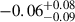 Mathematical equation: $ {-0.06}_{-0.09}^{+0.08} $