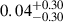 Mathematical equation: $ {0.04}_{-0.30}^{+0.30} $
