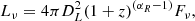 Mathematical equation: $$ \begin{aligned} L_{\nu } = 4\pi D_L^2(1+z)^{(\alpha _{R}-1)}F_{\nu }, \end{aligned} $$