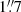 Mathematical equation: $ 1{{\overset{\prime\prime}{.}}}7 $