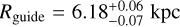Mathematical equation: ${R_{{\rm{guide}}}} = 6.18_{ - 0.07}^{ + 0.06}{\rm{kpc}}$