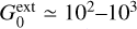 Mathematical equation: $G_0^{{\rm{ext}}} \simeq {10^2} - {10^3}$
