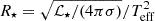 Mathematical equation: $ R_\star = \sqrt{\mathcal{L}_\star/(4\pi\sigma)}/T_{\mathrm{eff}}^2 $