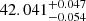 Mathematical equation: $ 42.041^{+0.047}_{-0.054} $