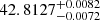 Mathematical equation: $ 42.8127^{+0.0082}_{-0.0072} $