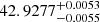 Mathematical equation: $ 42.9277^{+0.0053}_{-0.0055} $