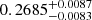 Mathematical equation: $ 0.2685^{+0.0087}_{-0.0083} $