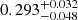 Mathematical equation: $ 0.293^{+0.032}_{-0.048} $