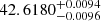 Mathematical equation: $ 42.6180^{+0.0094}_{-0.0096} $