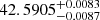 Mathematical equation: $ 42.5905^{+0.0083}_{-0.0087} $