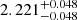 Mathematical equation: $ 2.221^{+0.048}_{-0.048} $