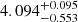 Mathematical equation: $ 4.094^{+0.095}_{-0.553} $
