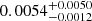 Mathematical equation: $ 0.0054^{+0.0050}_{-0.0012} $