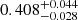 Mathematical equation: $ 0.408^{+0.044}_{-0.028} $